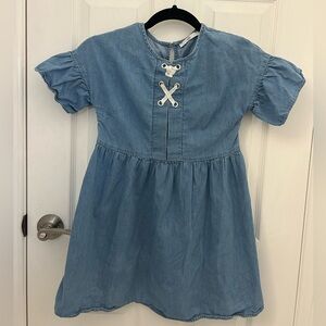 Marks & Spencer Jean Dress with Criss-Cross Tie Detail on Front, Sz 8-9 Yrs